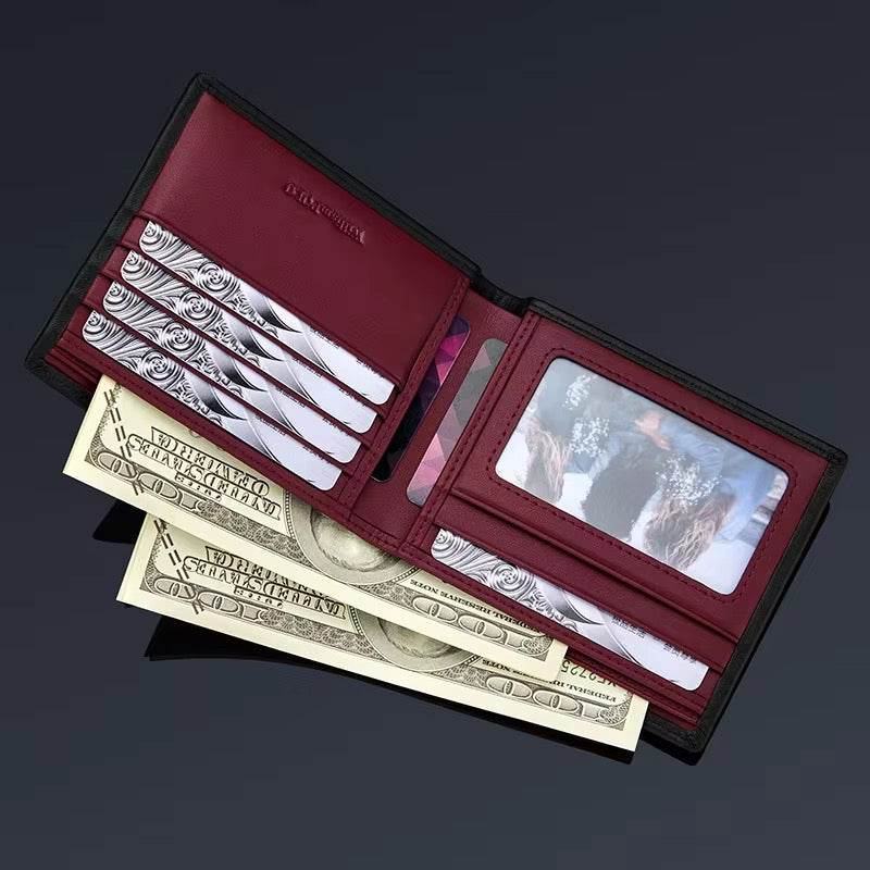 Portafoglio di Lusso in Vera Pelle per Uomo – Portafoglio Bifold Sottile da Designer con Slot per Carte e Contanti