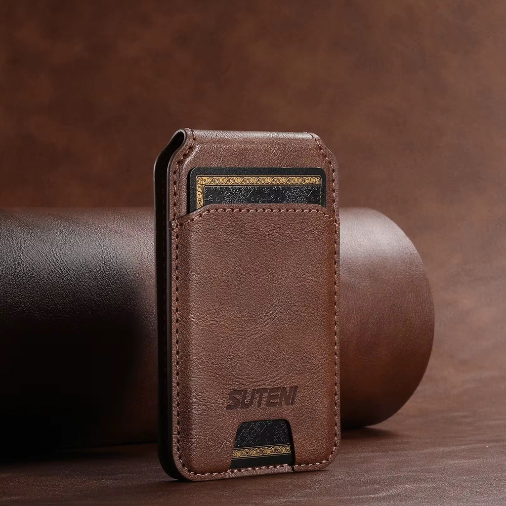 Magnetic RFID Leather Card Holder Wallet – Slim Minimalist Pop-Up Design