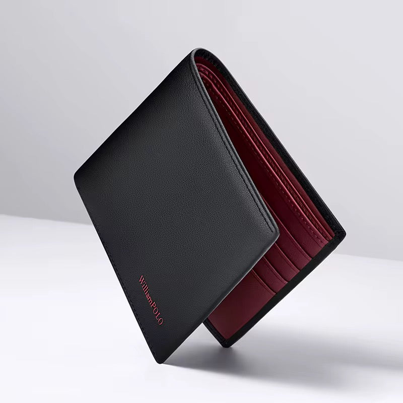 Portafoglio di Lusso in Vera Pelle per Uomo – Portafoglio Bifold Sottile da Designer con Slot per Carte e Contanti