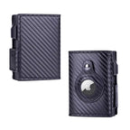 RFID AirTag Wallet for Men – Slim Leather Pop-Up Card Holder with Money Clip