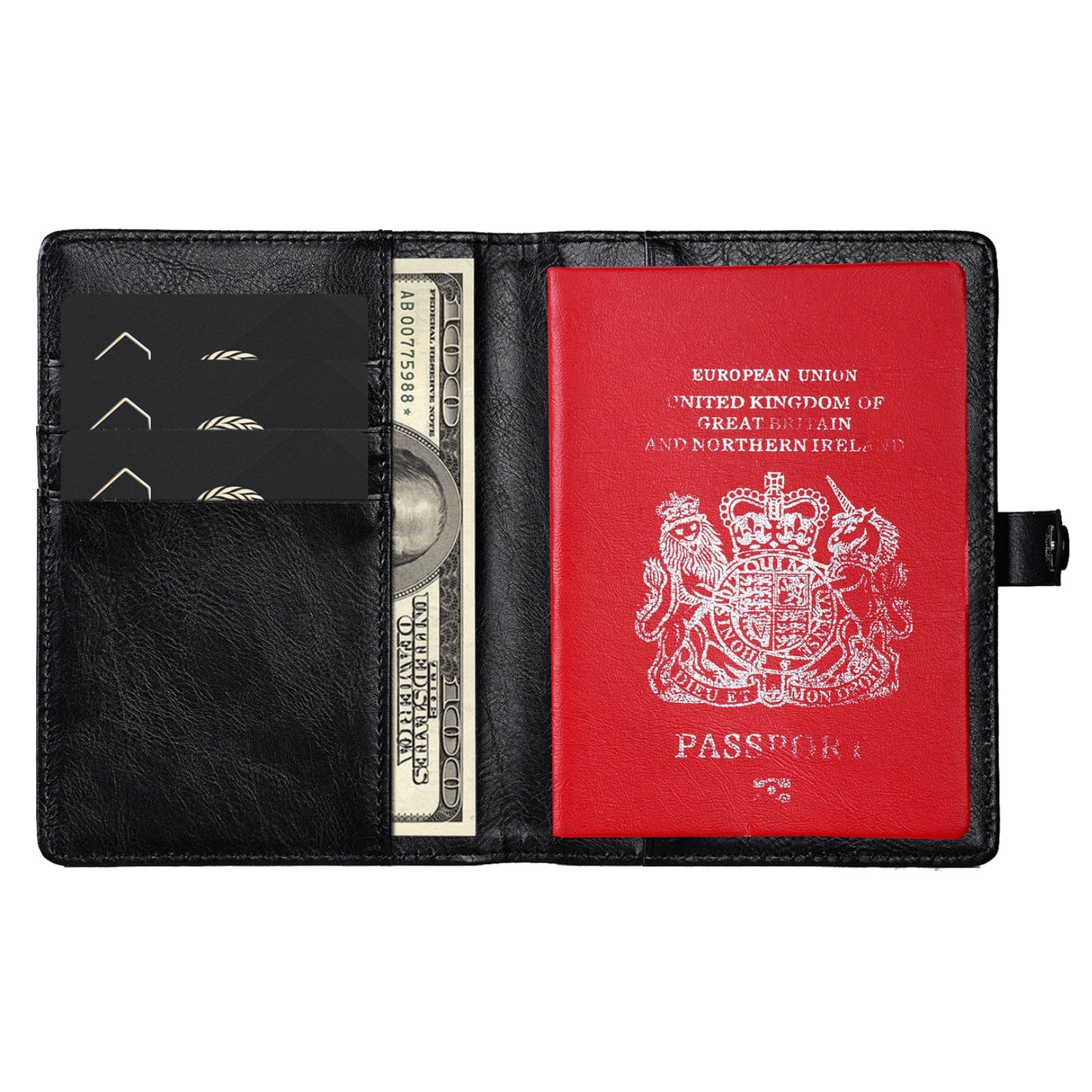 Leather Passport Holder with AirTag Slot – RFID Travel Wallet for Passport, Cards & Documents