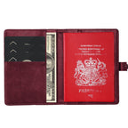 Leather Passport Holder with AirTag Slot – RFID Travel Wallet for Passport, Cards & Documents