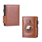 RFID AirTag Wallet for Men – Slim Leather Pop-Up Card Holder with Money Clip