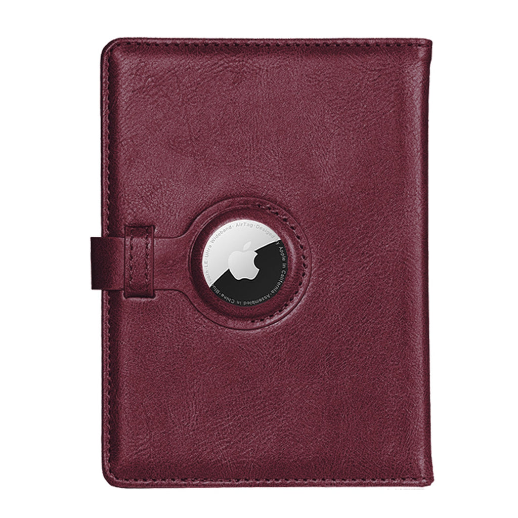 Leather Passport Holder with AirTag Slot – RFID Travel Wallet for Passport, Cards & Documents